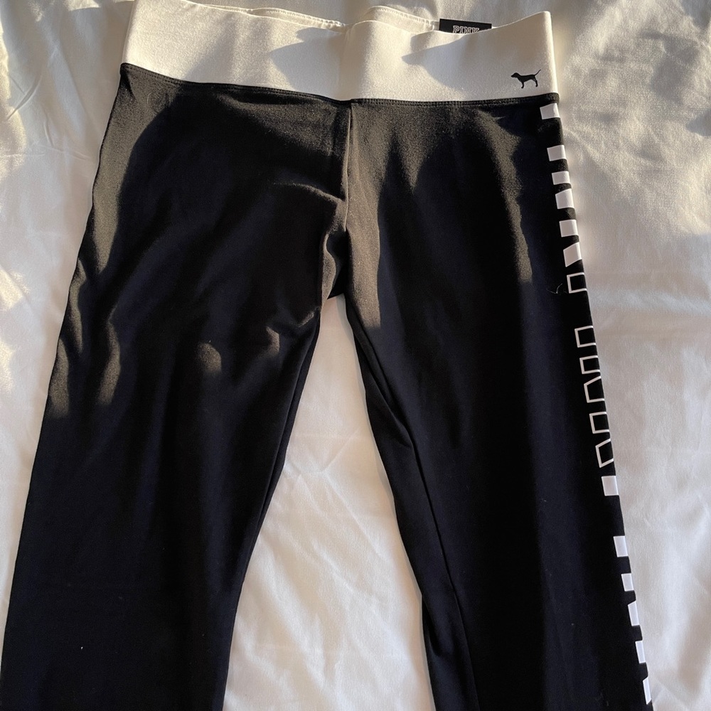 Black Pink Victoria secret yoga pants- full length, size medium